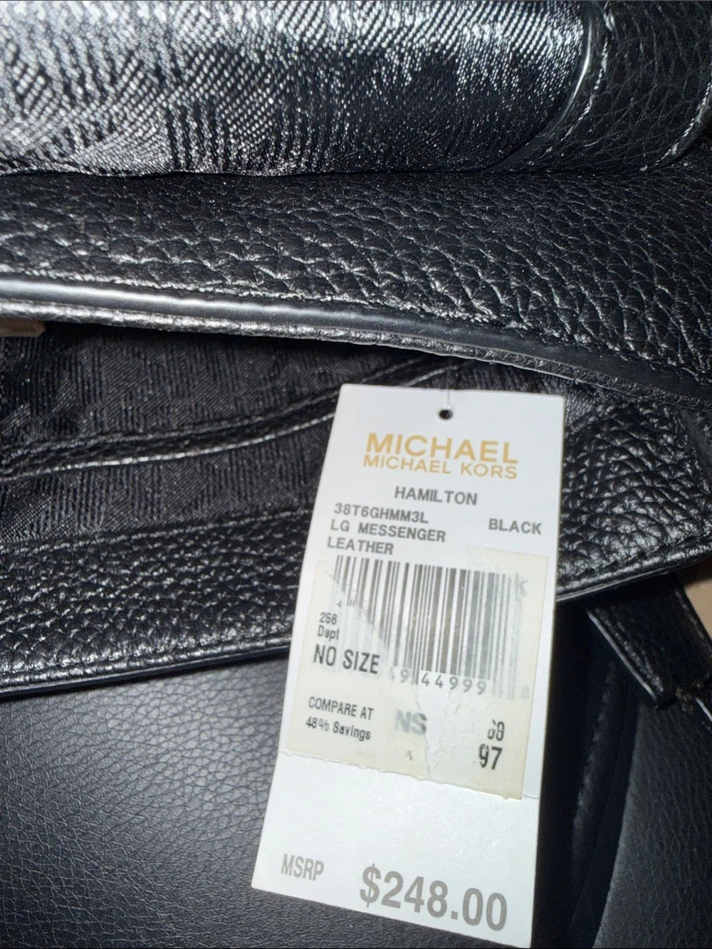 •MICHAEL KORS•NWT BLACK PEBBLED LEATHER HAMILTON LARGE MESSENGER BAG